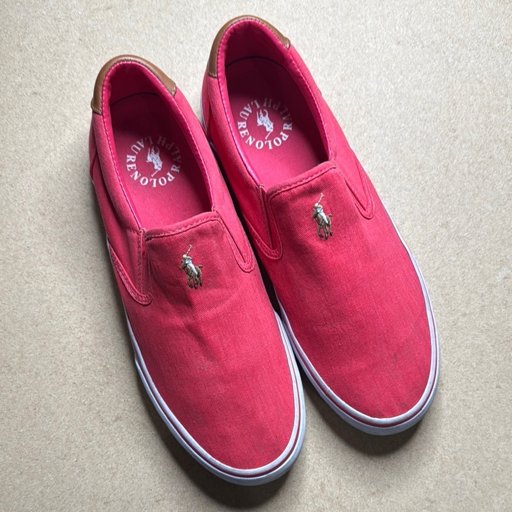 Polo Ralph Lauren Red Slip-On Sneakers Men’s Size 10